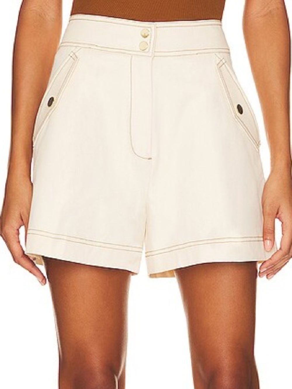 Veronica Beard Keita Canvas Shorts Ecru Sz12
